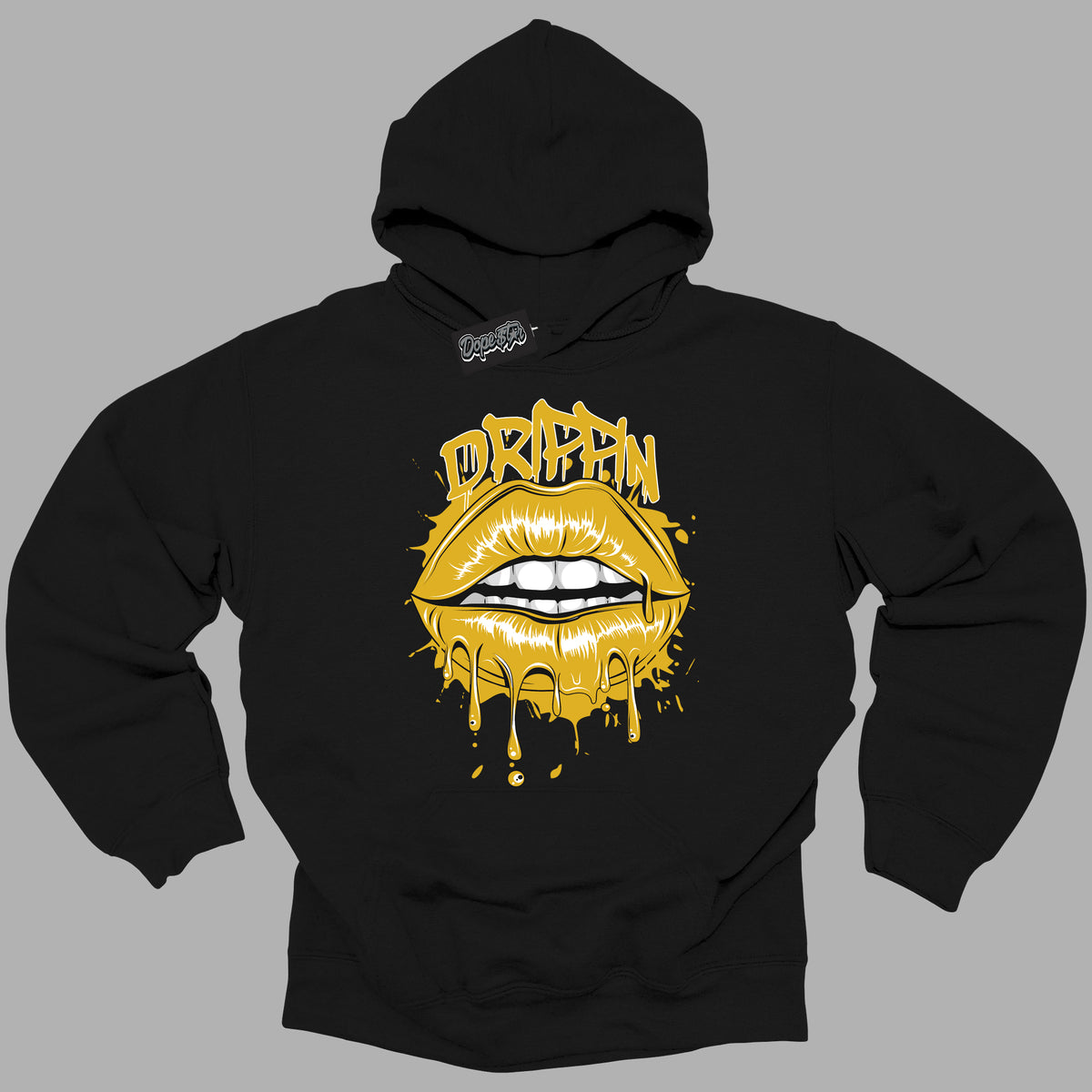 Cool Black Hoodie with “ Drippin ”  design that Perfectly Matches Yellow Ochre 6s Sneakers.