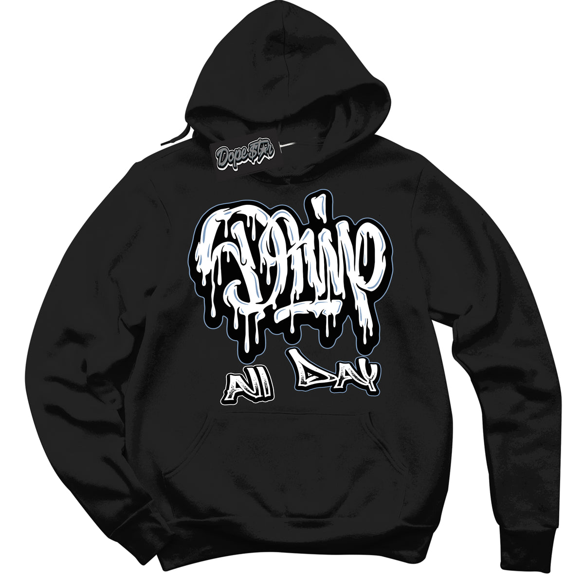 Cool Black Hoodie with “ Drip All Day ”  design that Perfectly Matches Reverse Oreo 6s Sneakers.