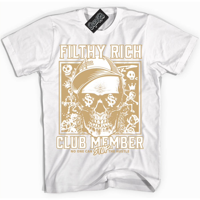 Jordan MVP White Metallic Gold ‘Filthy Rich’ – White Streetwear T-Shirt | Sneaker Matching shirt for Jordan MVP White Metallic Gold | Men's and Women's Streetwear Graphic Tee by Sneaker Shirts Outlet.
