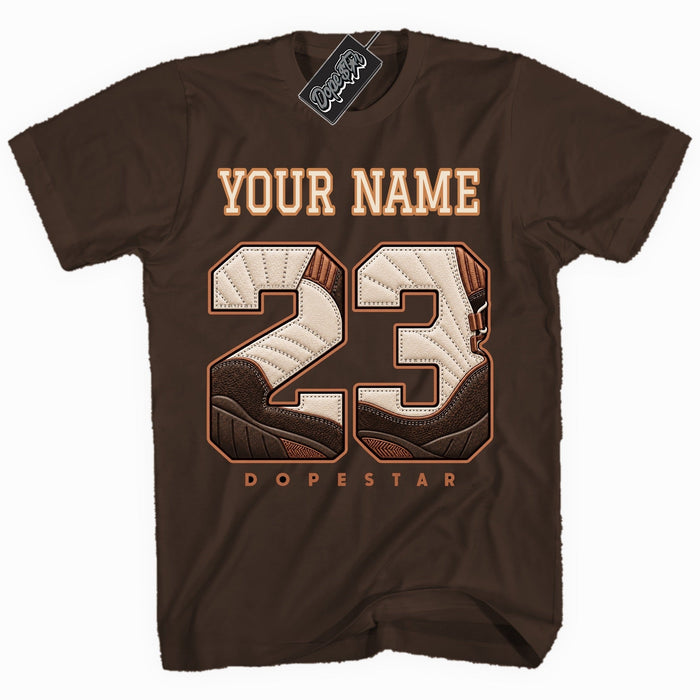 Custom name 23 shirt for Jordan 12 Fireside, Dark Chocolate, name on front