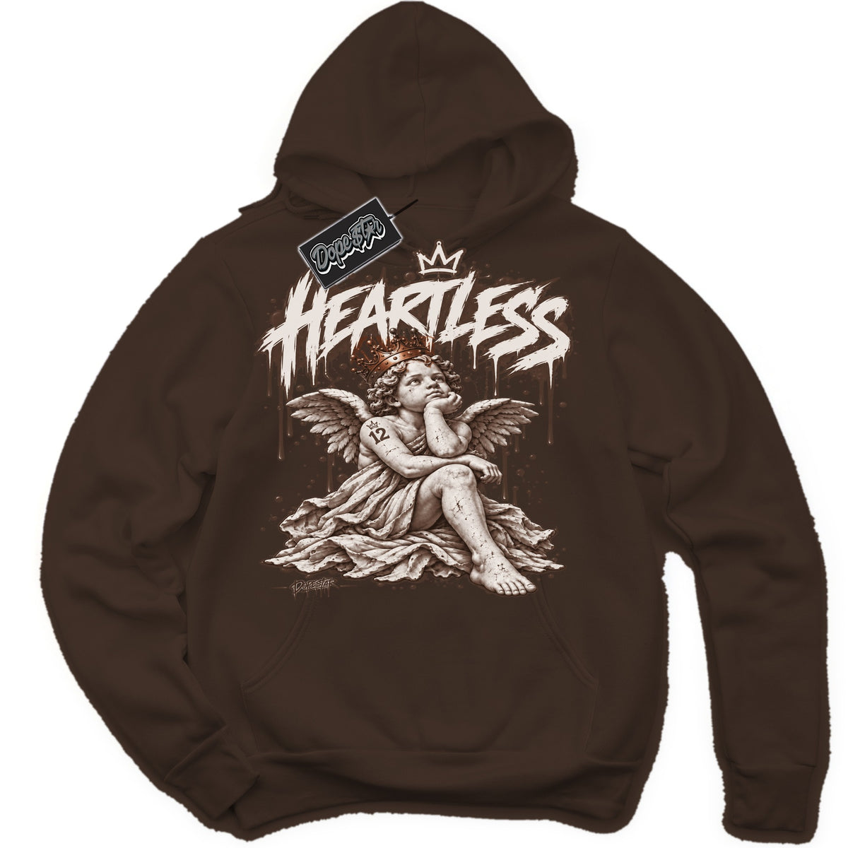 Fireside 12s Heartless graphic hoodie in dark chocolate
