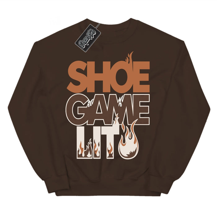 Shoe Game Lit Fireside 12s sweatshirt in Dark Chocolate by Dope Star Brand