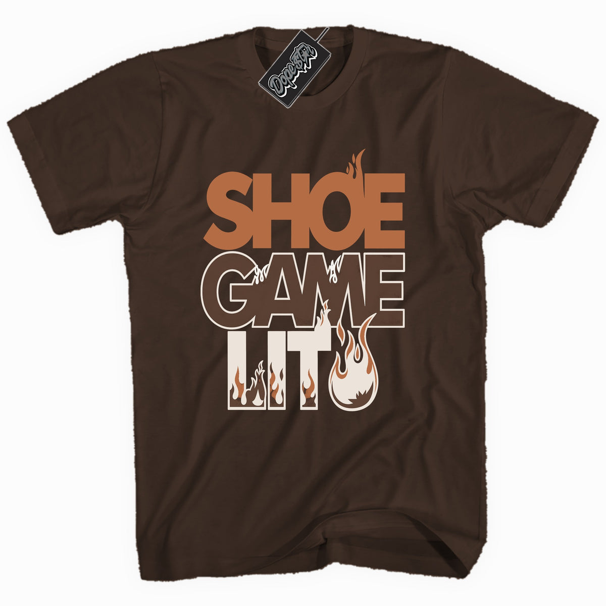 Shoe Game Lit Fireside 12s shirt in Dark Chocolate by Dope Star Brand