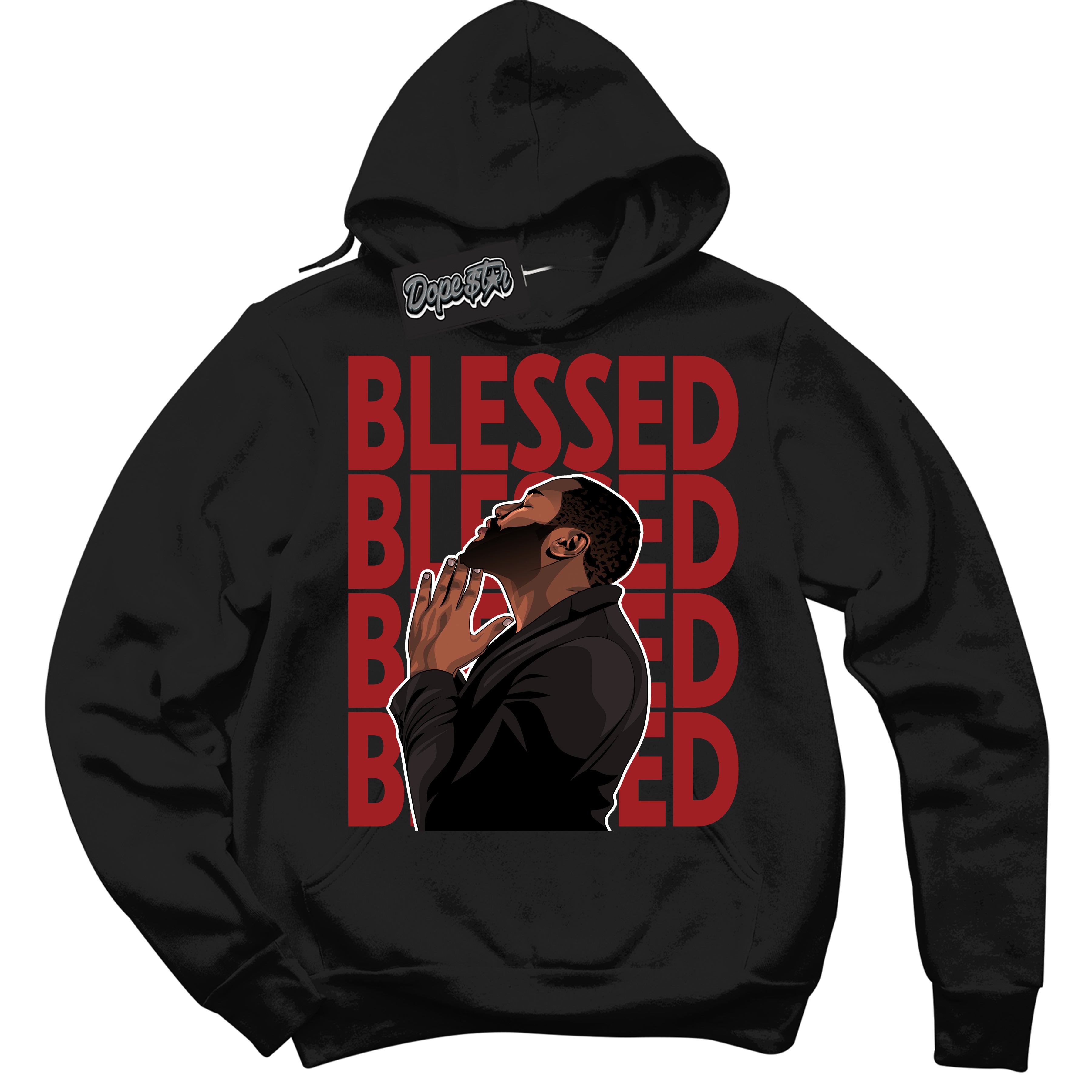 Cool Black Hoodie With “ God Blessed “ Design That Perfectly Matches Lost And Found 1s Sneakers
