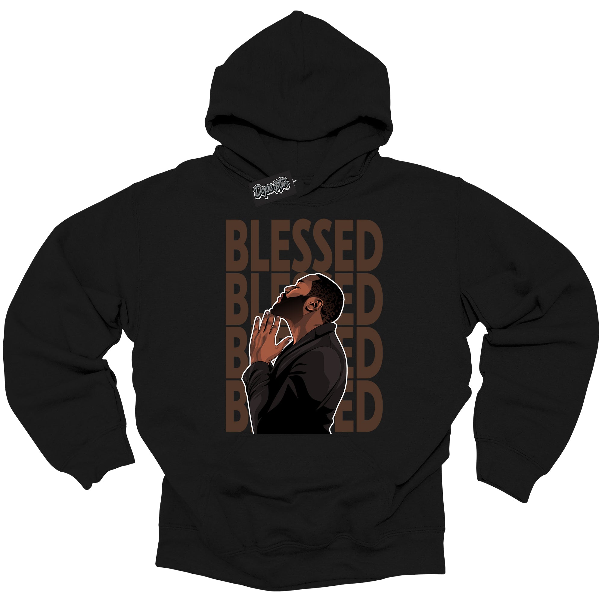 Cool Black Graphic Dope`Star Hoodie with “ God Blessed “ print, that perfectly matches Palomino 1s sneakers