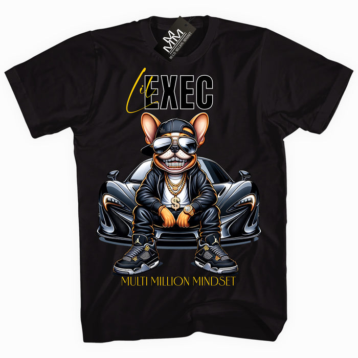 Mind Blowin lil EXEC® Grillin Grind Frenchie Graphic Black Tee By Multi Million Mindset®