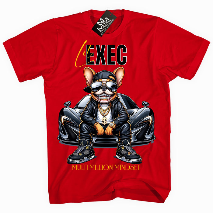 Mind Blowin lil EXEC® Grillin Grind Frenchie Graphic Red Tee By Multi Million Mindset®