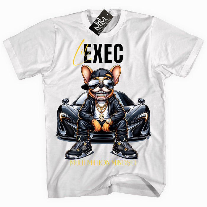Mind Blowin lil EXEC® Grillin Grind Frenchie Graphic White Tee By Multi Million Mindset®