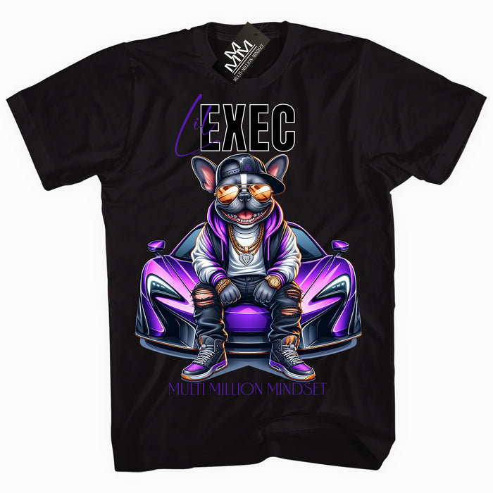 Mind Blowin lil EXEC® Grindin Bright Frenchie Graphic Black Tee By Multi Million Mindset®