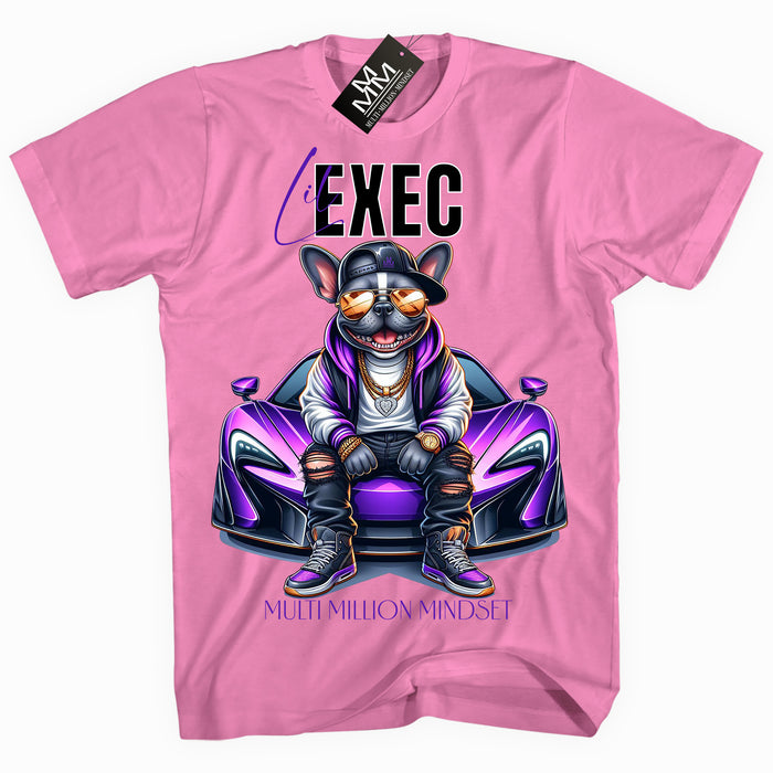 Mind Blowin lil EXEC® Grindin Bright Frenchie Graphic Pink Tee By Multi Million Mindset®
