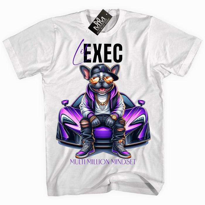 Mind Blowin lil EXEC® Grindin Bright Frenchie Graphic White Tee By Multi Million Mindset®