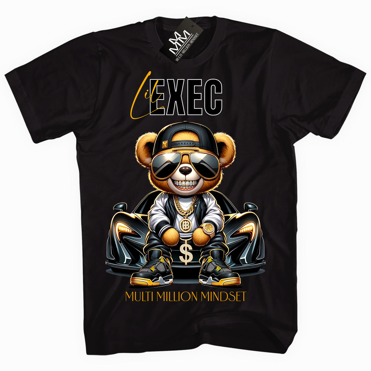 Mind Blowin lil EXEC® Grindin Hard Graphic Black Tee By Multi Million Mindset®