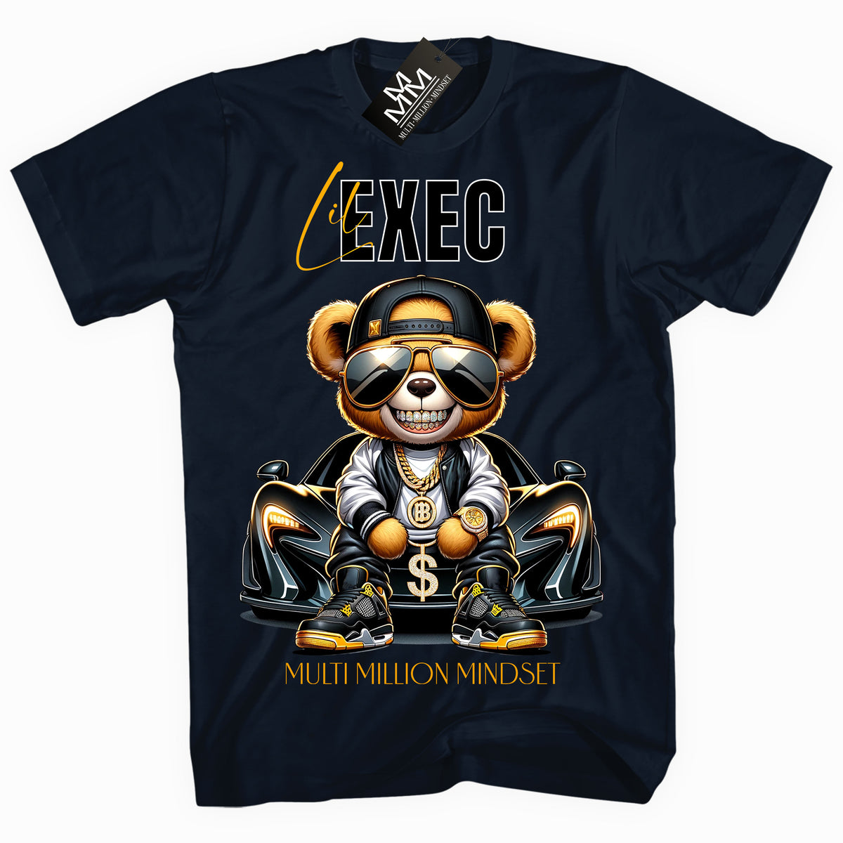 Mind Blowin lil EXEC®  Grindin Hard Graphic Navy Tee By Multi Million Mindset®