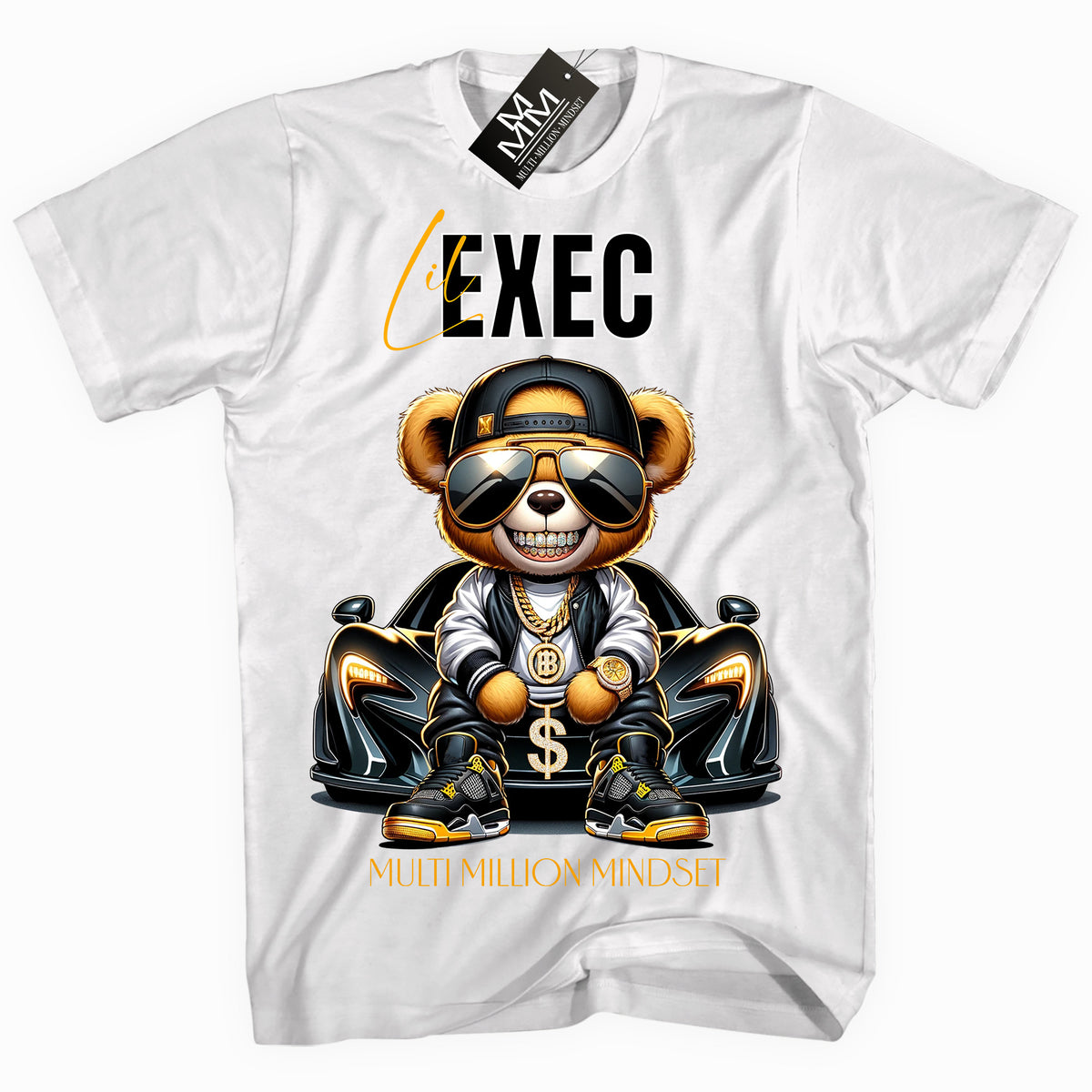 Mind Blowin lil EXEC®  Grindin Hard Graphic White Tee By Multi Million Mindset®