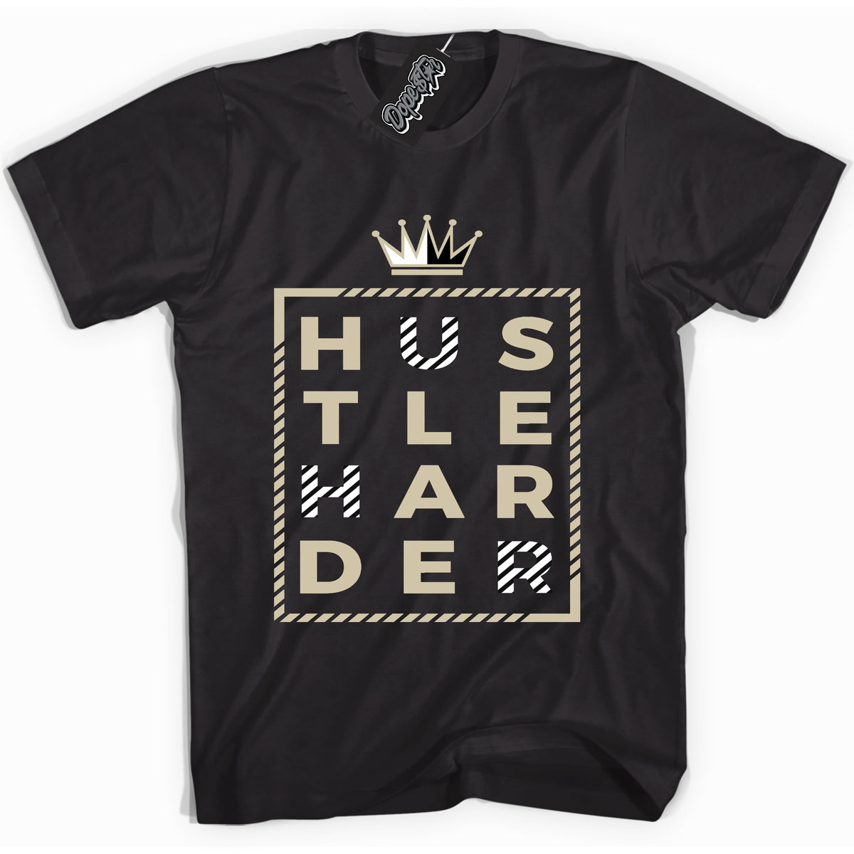Cool Black Shirt with “ Hustle Harder” design that perfectly matches Gratitude 11s Sneakers.