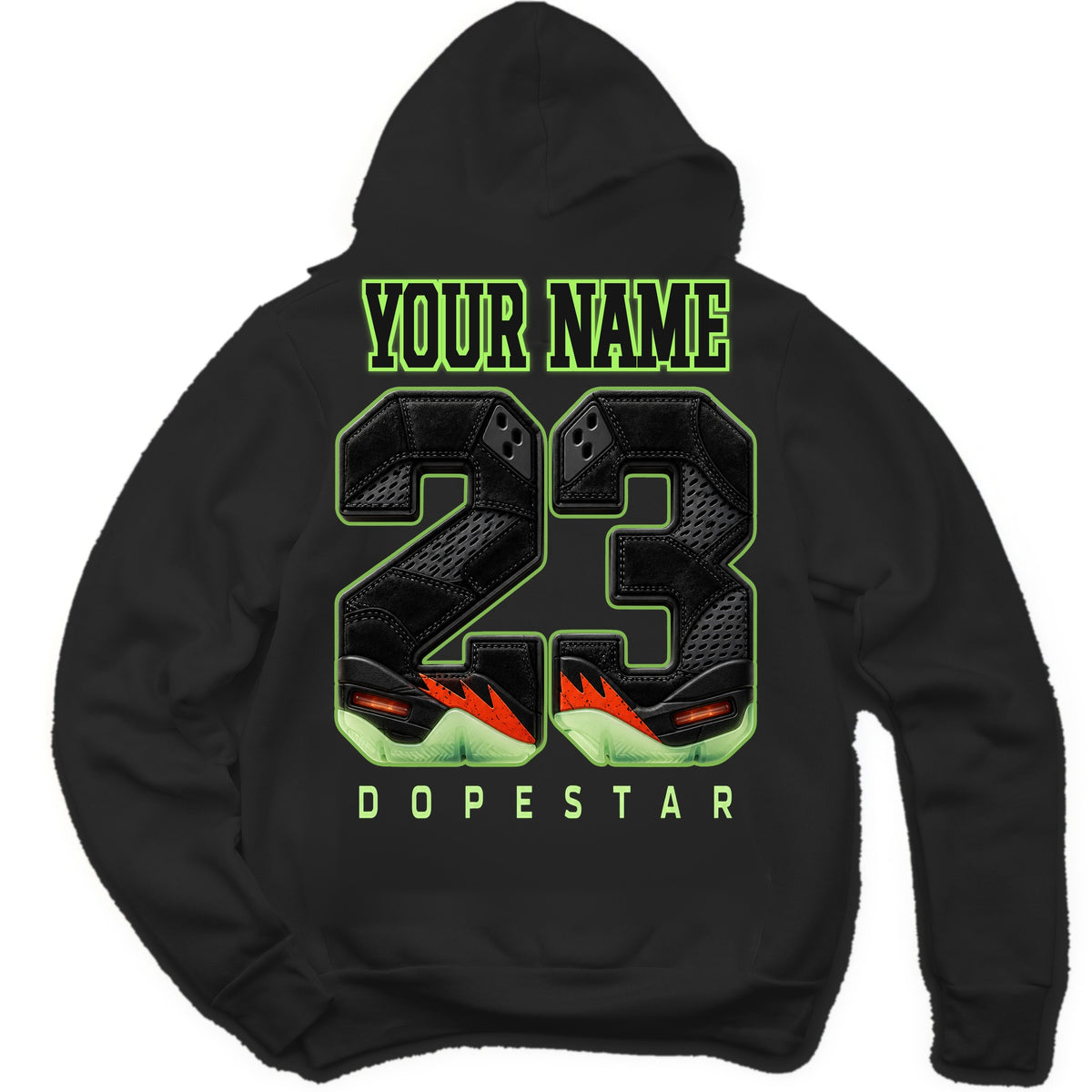 Custom name 23 hoodie for Jordan 5 Halloween, Black, name on back