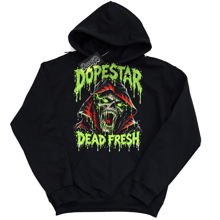 Dead Fresh graphic hoodie to match Jordan 5 Halloween, black hoodie with slime green and red print