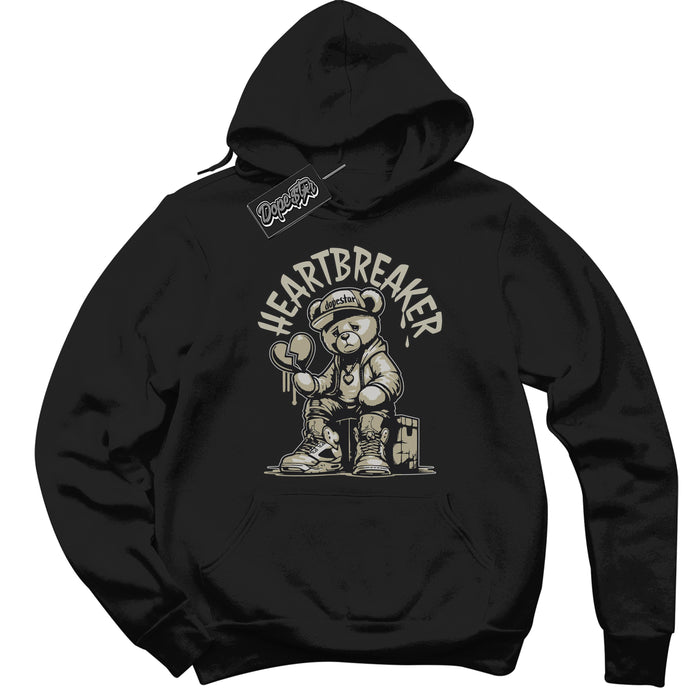 Cool Black Hoodie With Heartbreaker Bear design That Perfectly Matches ADIDAS YEEZY BOOST 350 V2 SLATE Sneakers