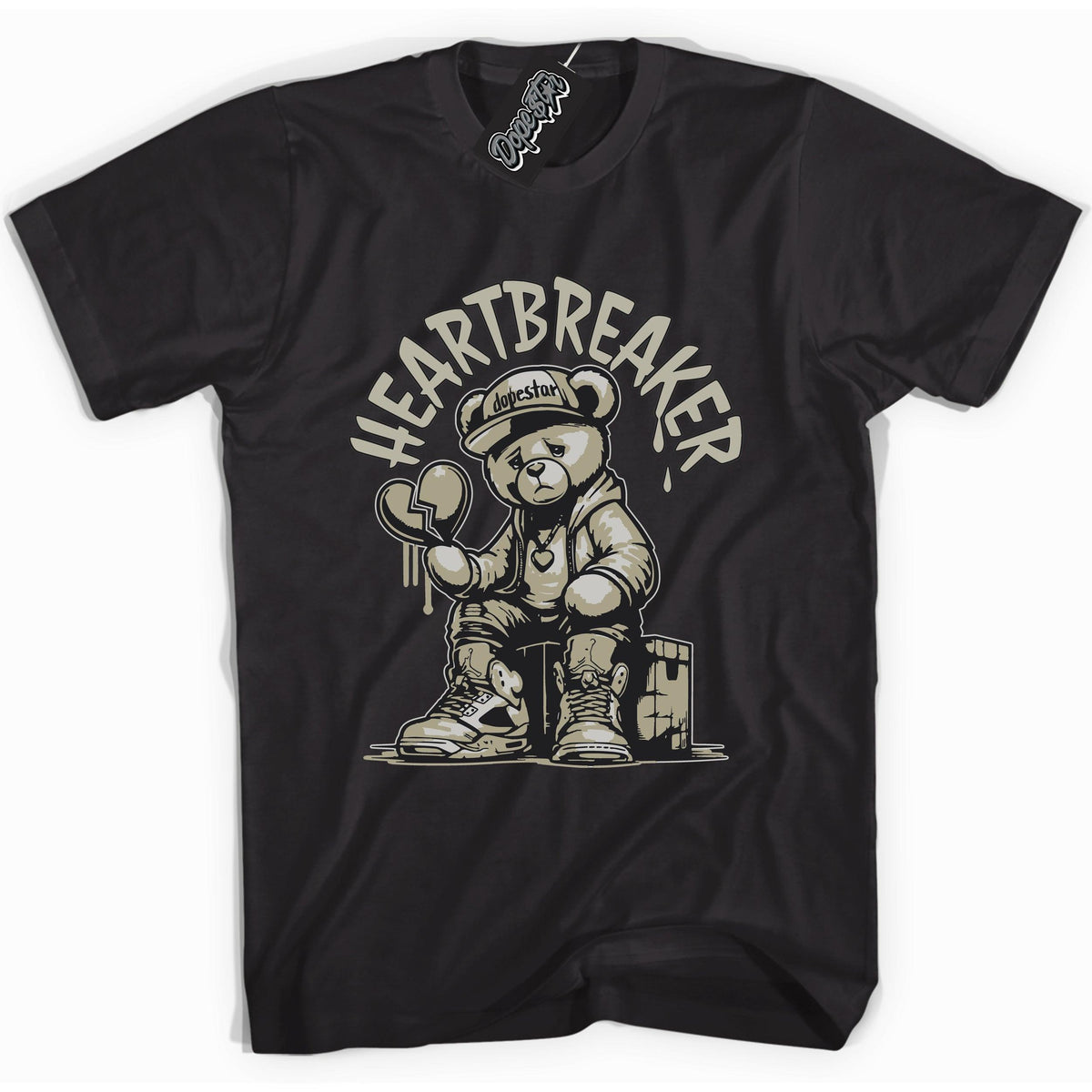 Cool Black Shirt With Heartbreaker Bear design That Perfectly Matches ADIDAS YEEZY BOOST 350 V2 SLATE Sneakers.