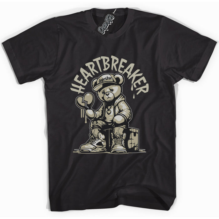 Cool Black Shirt With Heartbreaker Bear design That Perfectly Matches ADIDAS YEEZY BOOST 350 V2 SLATE Sneakers.