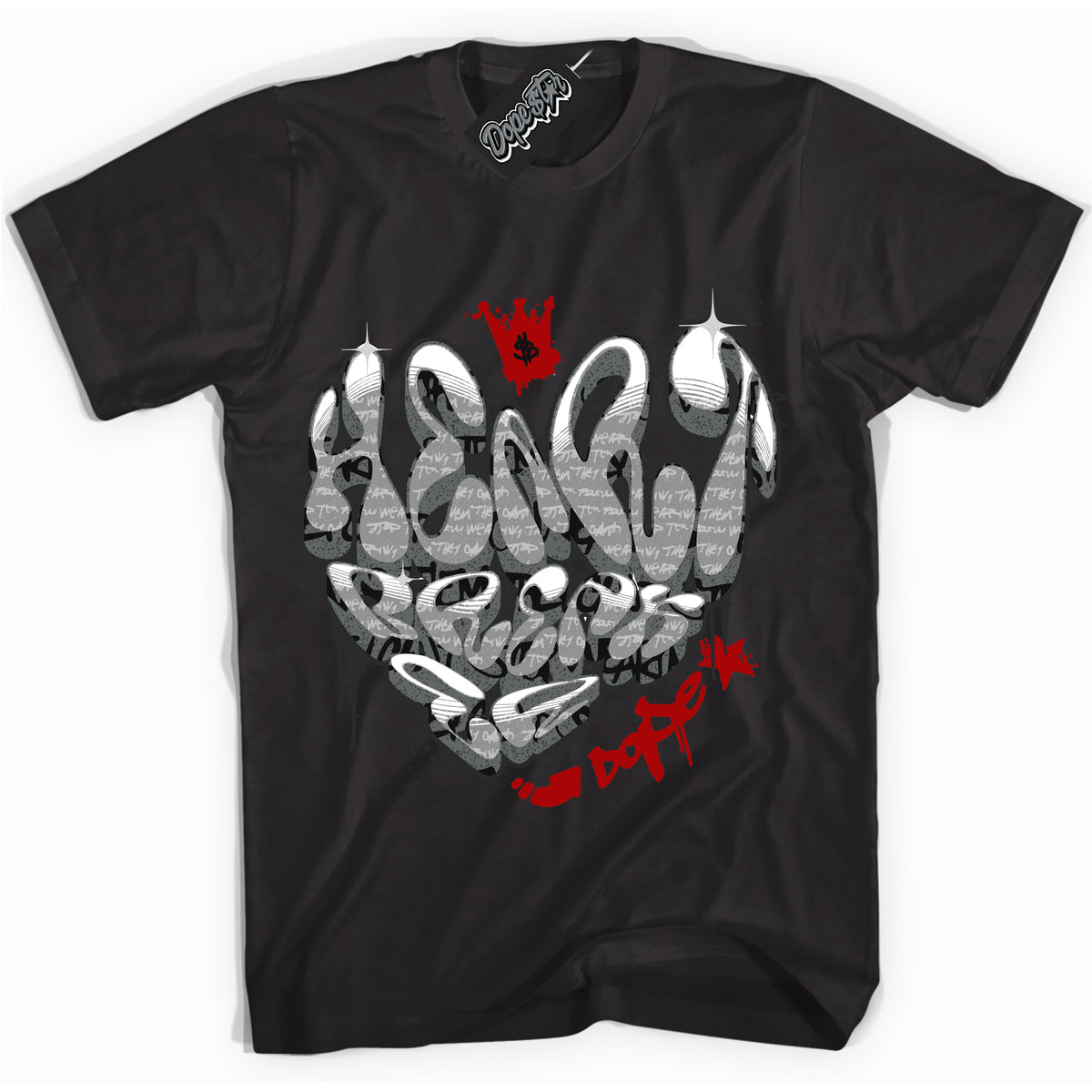 Cool Black Shirt with “ Heartbreaker Graffiti ” design that perfectly matches Rebellionaire 1s Sneakers.