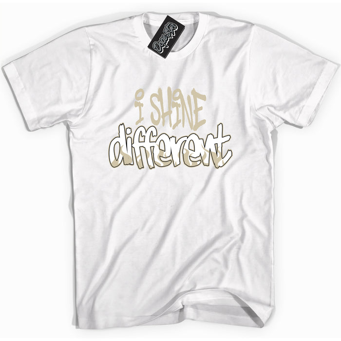 Cool White graphic tee with “ I Shine Different ” print, that perfectly matches GRATITUDE 11s  sneakers