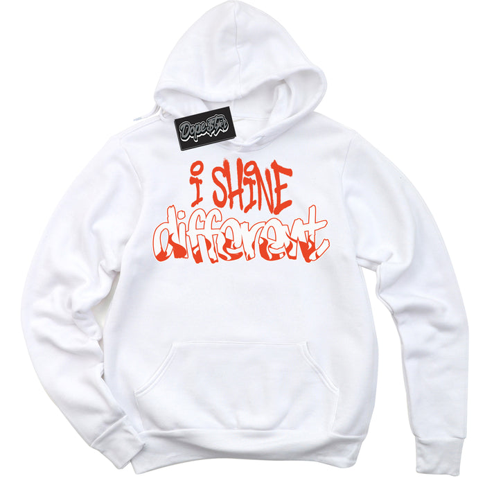 Nike Dunk Low Retro Cosmic Clay 'I Shine Different' Hoodie - White Streetwear Mockup | Sneakerhead Sweatshirt Matching Nike Dunk Low Retro Cosmic Clay | Limited Edition Urban Streetwear for Sneaker Matching OOTD | Outfits that pair perfectly with your ND Low Retro Cosmic Clay | Sneakerhead Fashion Must-Have Apparel for Men and Women.