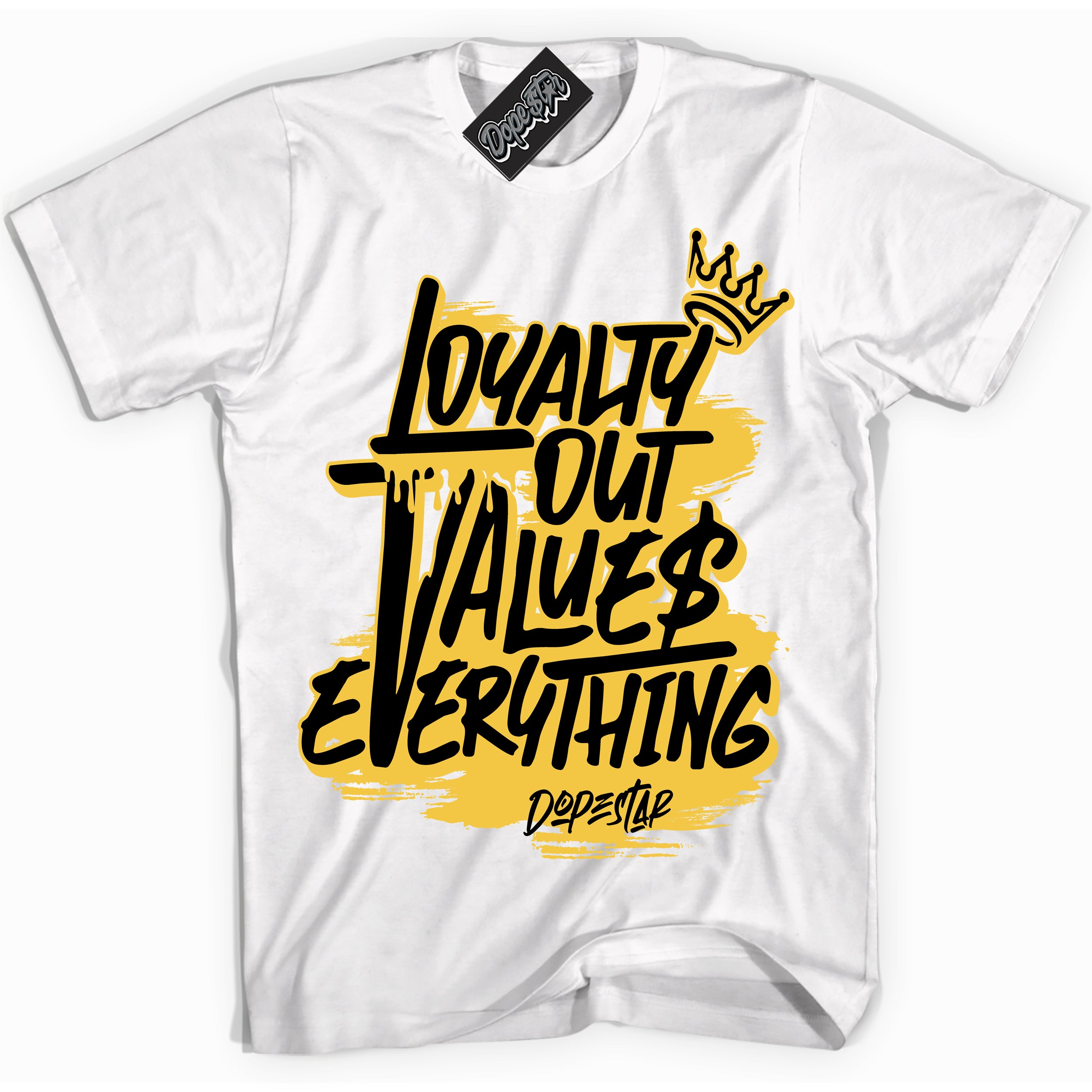 Cool White Shirt with “ Loyalty Out Values Everything” design that perfectly matches Thunder 4s Sneakers.