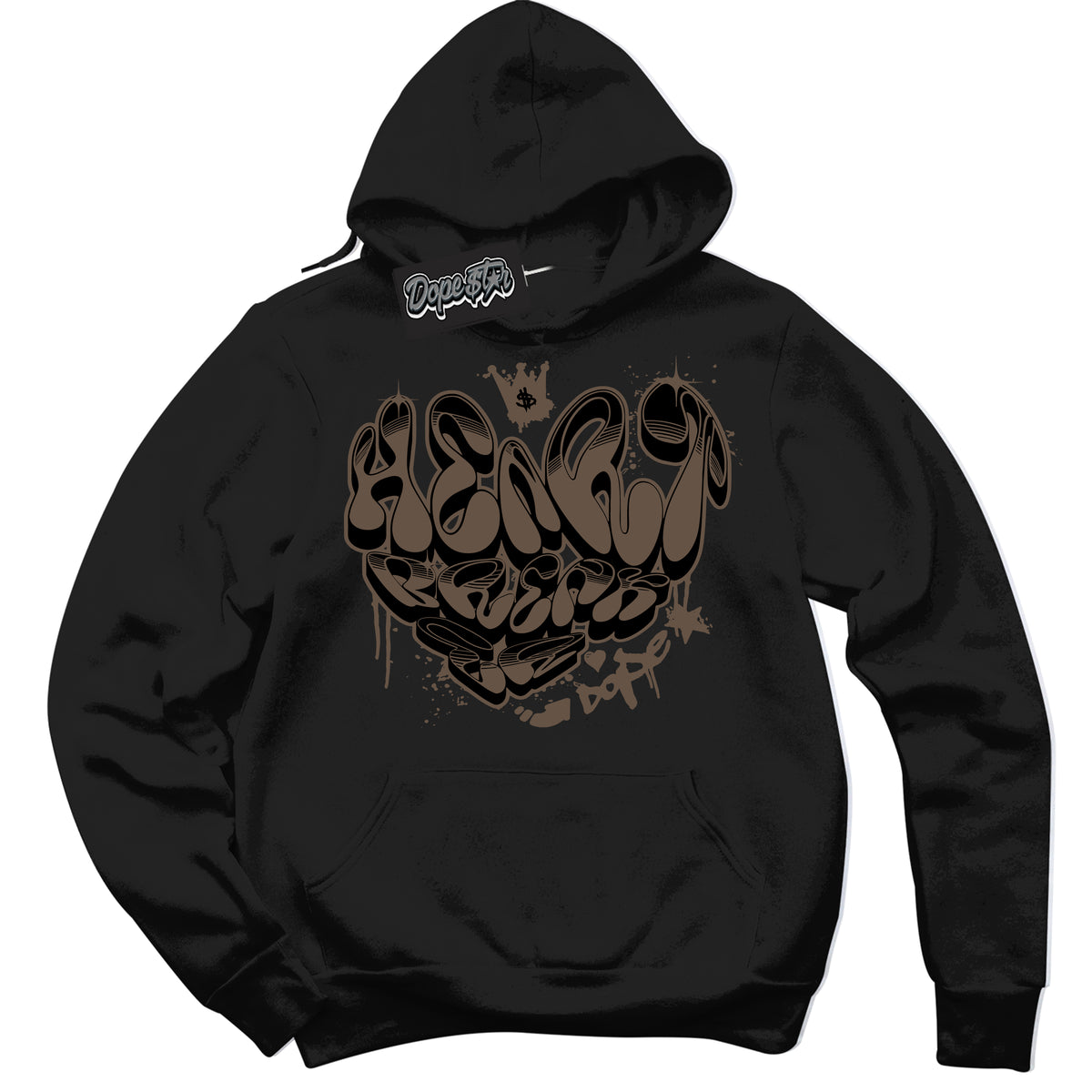 Cool Black Hoodie with “Heartbreaker Graffiti” design that Perfectly Matches Jumpman Jack TR Travis Scott Dark Mocha Sneakers.