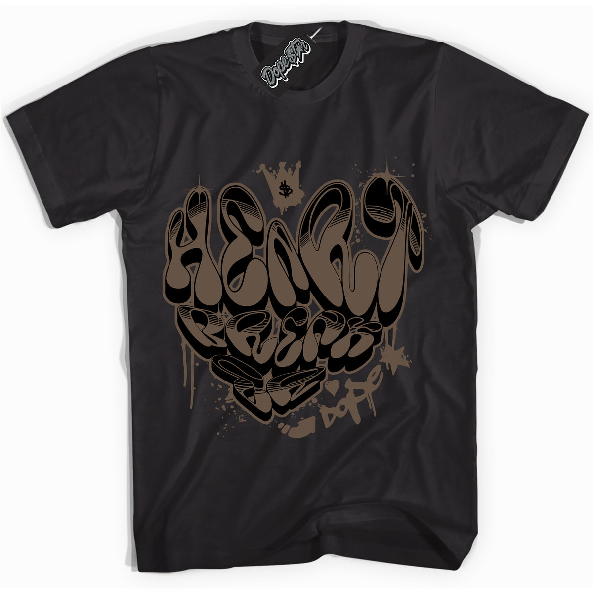 Cool Black Shirt with “Heartbreaker Graffiti” design that perfectly matches the Jumpman Jack TR Travis Scott Dark Mocha Sneakers.