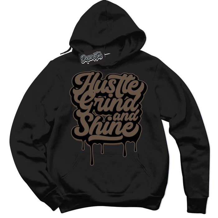 Cool Black Hoodie with “Hustle Grind And Shine” design that Perfectly Matches Jumpman Jack TR Travis Scott Dark Mocha Sneakers.