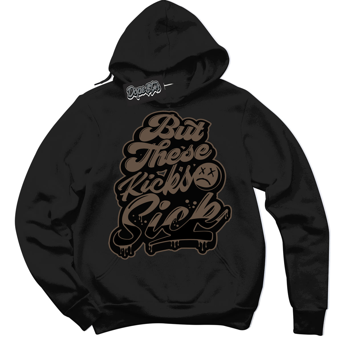 Cool Black Hoodie with “Kick Sick” design that Perfectly Matches Jumpman Jack TR Travis Scott Dark Mocha Sneakers.