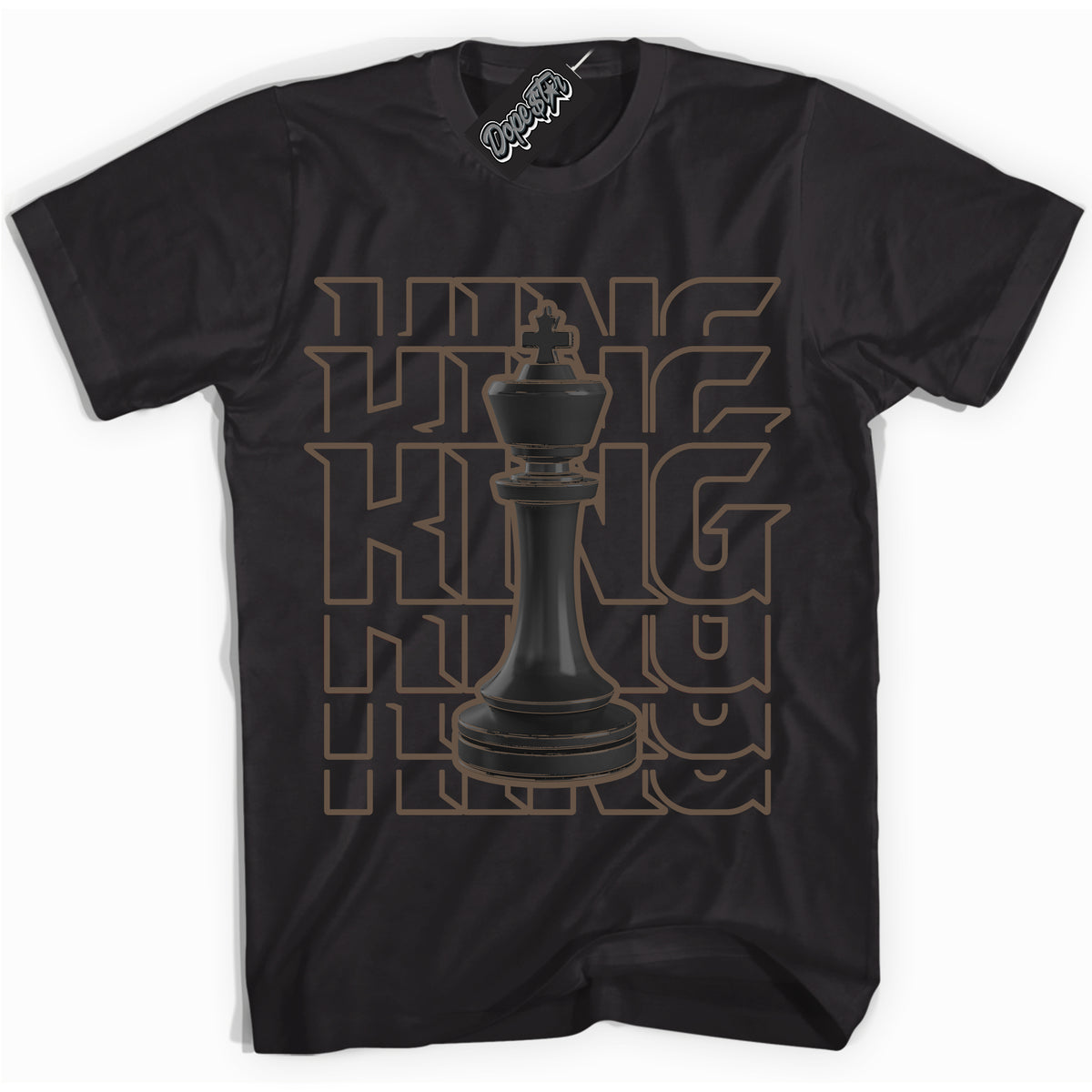 Cool Black Shirt with “King Chess” design that perfectly matches the Jumpman Jack TR Travis Scott Dark Mocha Sneakers.