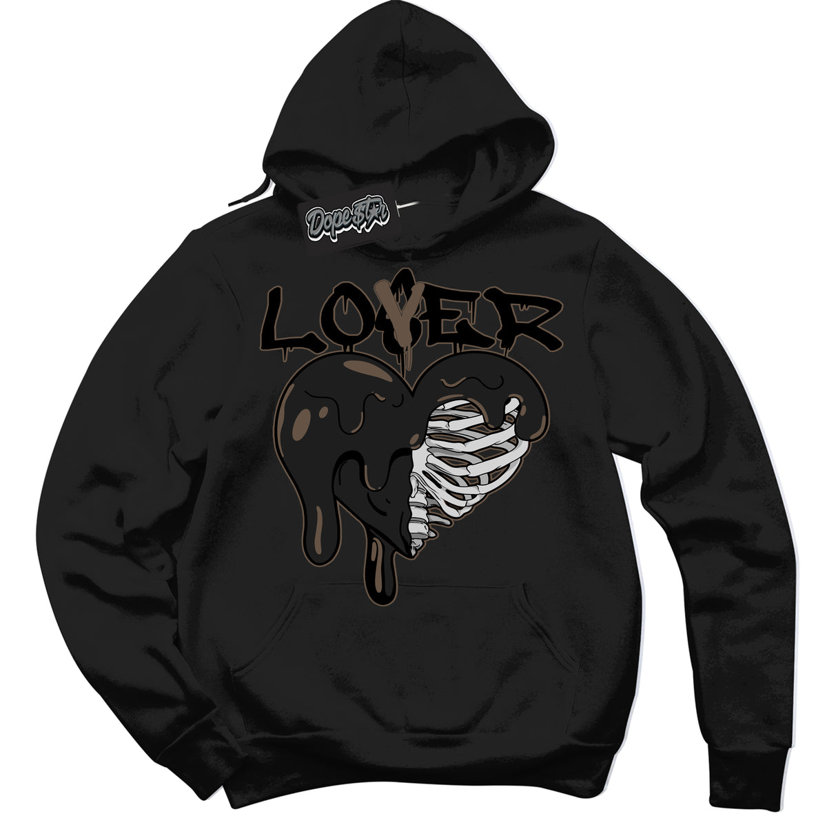 Cool Black Hoodie with “Lover Loser” design that Perfectly Matches Jumpman Jack TR Travis Scott Dark Mocha Sneakers.