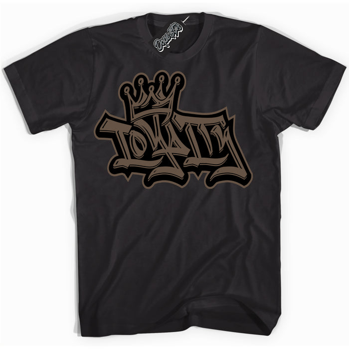 Cool Black Shirt with “Loyalty Crown” design that perfectly matches the Jumpman Jack TR Travis Scott Dark Mocha Sneakers.