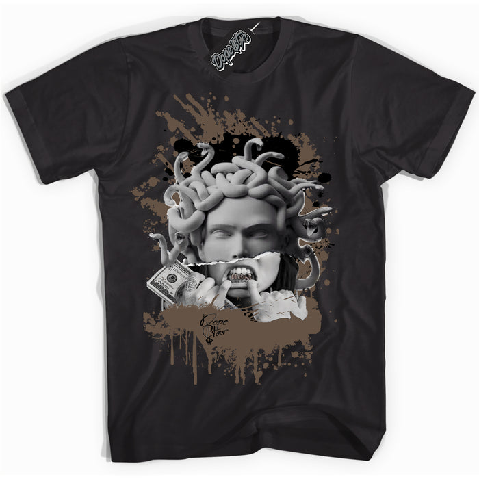 Cool Black Shirt with “Medusa” design that perfectly matches the Jumpman Jack TR Travis Scott Dark Mocha Sneakers.