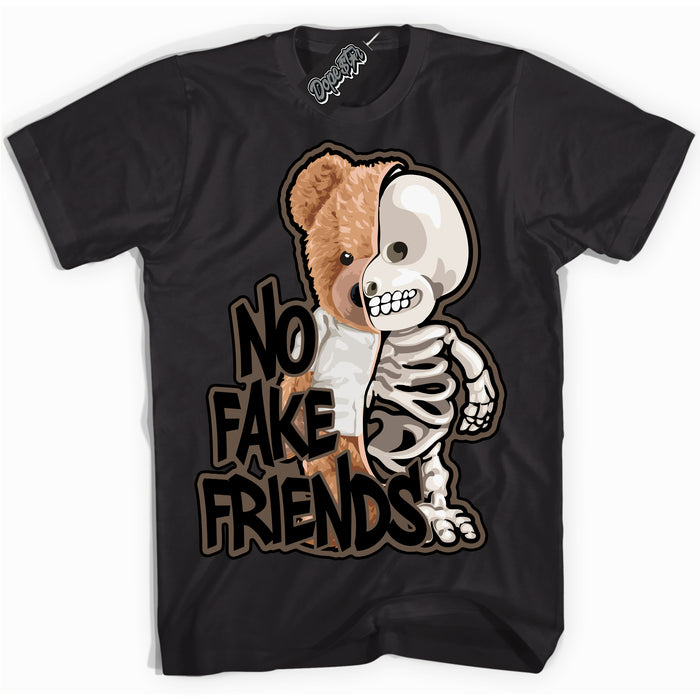 Cool Black Shirt with “No Fake Friends” design that perfectly matches the Jumpman Jack TR Travis Scott Dark Mocha Sneakers.