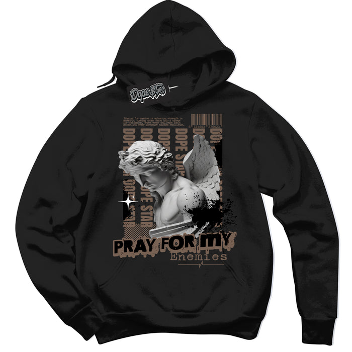 Cool Black Hoodie with “Pray Enemies” design that Perfectly Matches Jumpman Jack TR Travis Scott Dark Mocha Sneakers.