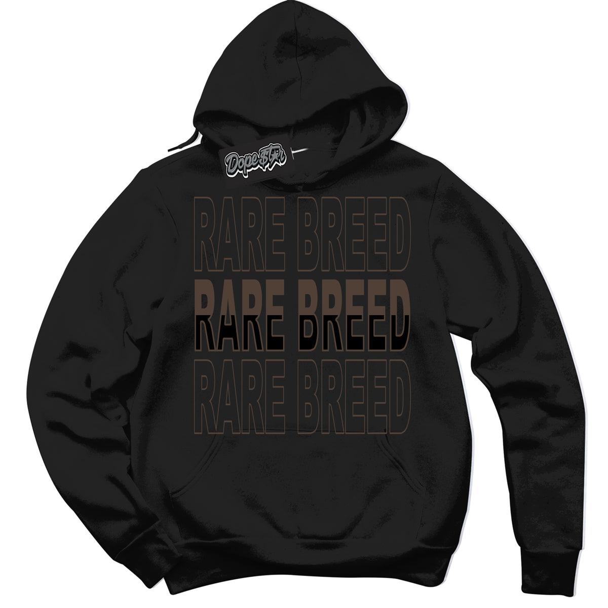 Cool Black Hoodie with “Rare Breed” design that Perfectly Matches Jumpman Jack TR Travis Scott Dark Mocha Sneakers.