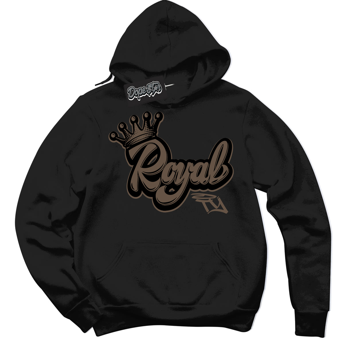 Cool Black Hoodie with “Royalty” design that Perfectly Matches Jumpman Jack TR Travis Scott Dark Mocha Sneakers.