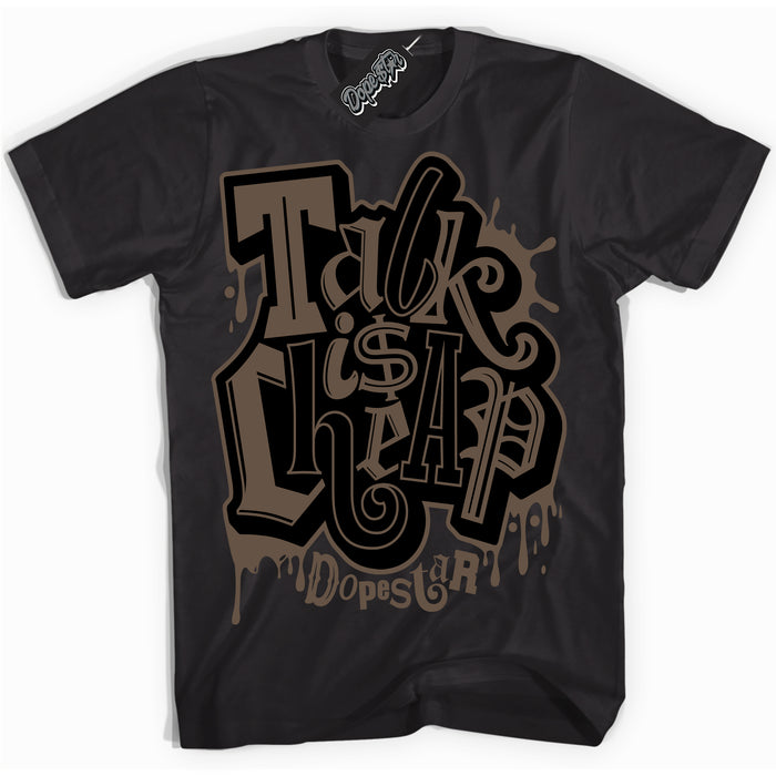 Cool Black Shirt with “Talk Is Cheap” design that perfectly matches the Jumpman Jack TR Travis Scott Dark Mocha Sneakers.