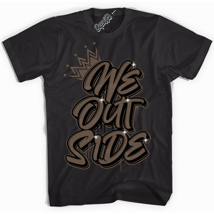 Cool Black Shirt with “We Outside” design that perfectly matches the Jumpman Jack TR Travis Scott Dark Mocha Sneakers.