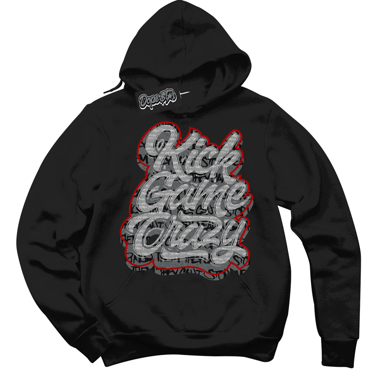 Cool Black Hoodie with “ Kick Game Crazy ”  design that Perfectly Matches Rebellionaire 1s Sneakers.