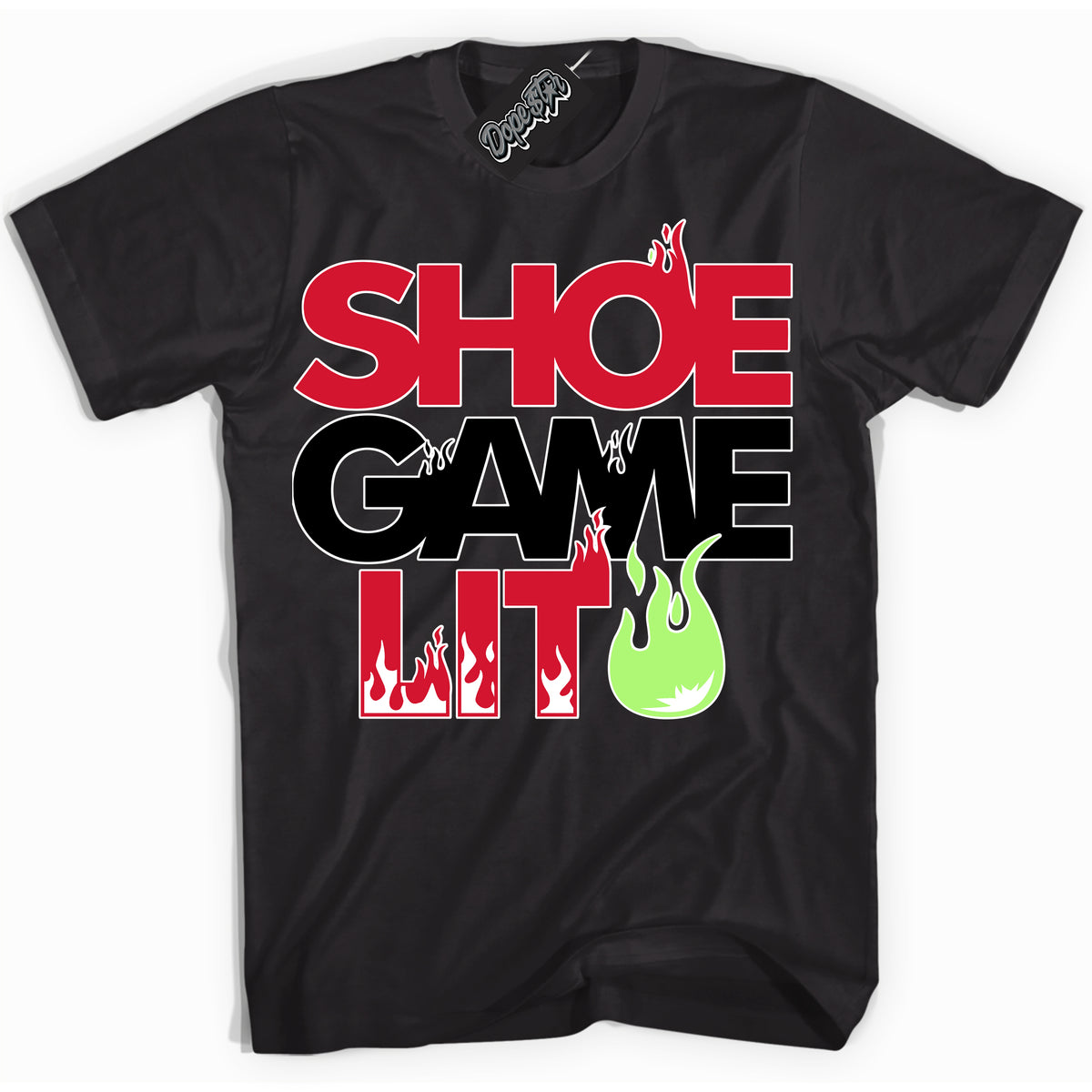 Cool Black Shirt with “ Shoe Game Lit ” design that perfectly matches Reverse Grinch 6s Sneakers.