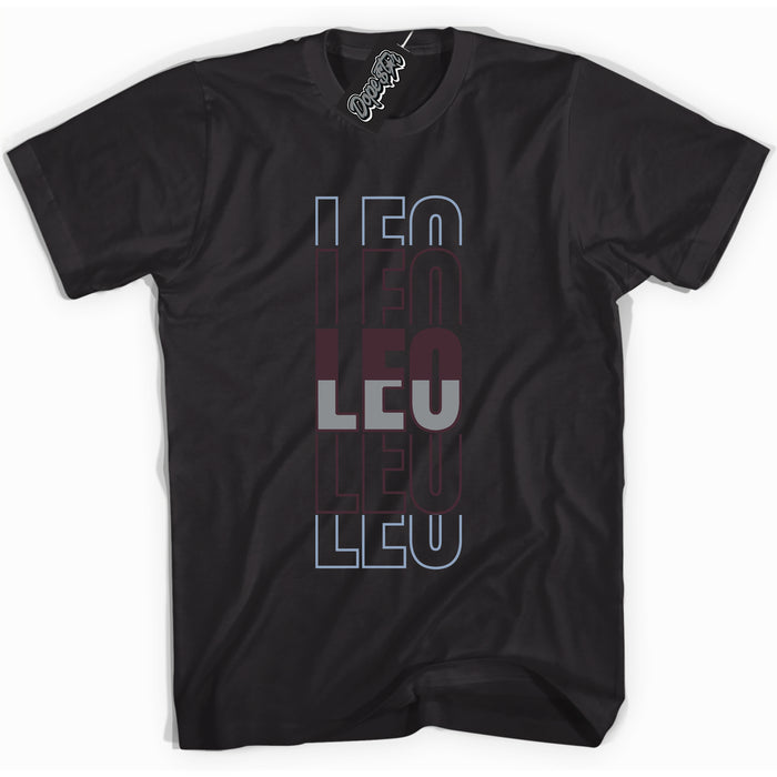 Cool Black Shirt with “ Leo” design that perfectly matches Burgundy 5s Sneakers.