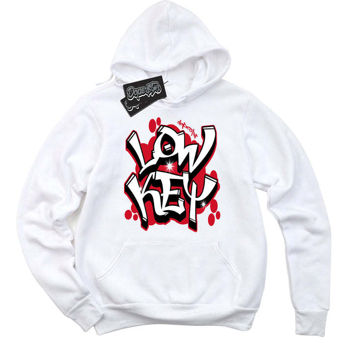 White “Low Key” Hoodie by Dope Star Brand®, styled to match Chicago 1s sneakers
