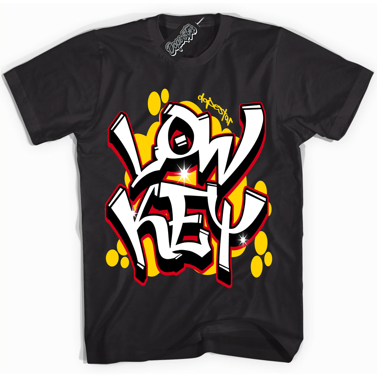 Black “Low Key” T-shirt by Dope Star Brand®, styled to match Quai 54 1s sneakers
