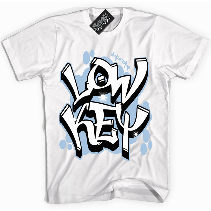 White “Low Key” T-shirt by Dope Star Brand®, styled to match Reverse Panda Dunk sneakers