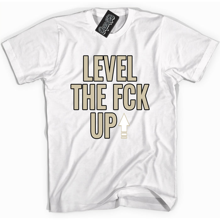 Cool White Shirt with “ Level The Fck Up” design that perfectly matches Gratitude 11s Sneakers.