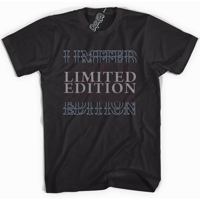 Cool Black Shirt with “ Limited Edition” design that perfectly matches Burgundy 5s Sneakers.